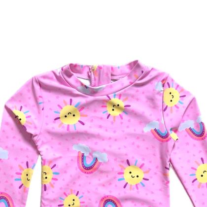 Imagem de Maiô Manga Longa Meninas Infantil Proteção Solares Uv 50