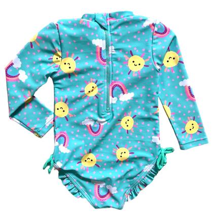 Imagem de Maiô Manga Longa Meninas Infantil Proteção Solares Uv 50