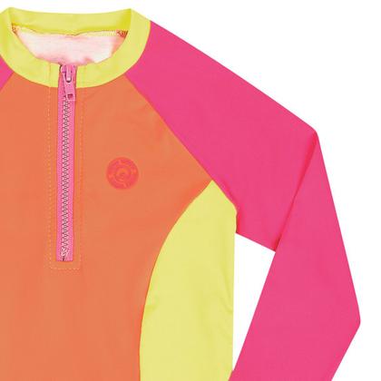 Imagem de Maiô Manga Longa Natação Infantil Juvenil Proteção Solar UV