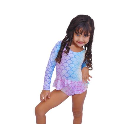 Imagem de Maiô Manga Longa Sereia Colorido - PP ao GG