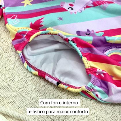 Imagem de Maiô Menina Forrado Proteção Solar Uv Natação Praia Infantil