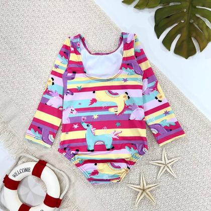 Imagem de Maiô Menina Forrado Proteção Solar Uv Natação Praia Infantil