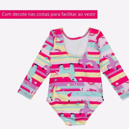 Imagem de Maiô Menina Forrado Proteção Solar Uv Natação Praia Infantil