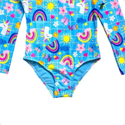 Imagem de Maiô Meninas Manga Longa Infantil Bebe Com Proteção Uv50 Maio