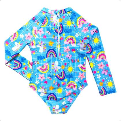 Imagem de Maiô Meninas Manga Longa Infantil Bebe Com Proteção Uv50 Maio