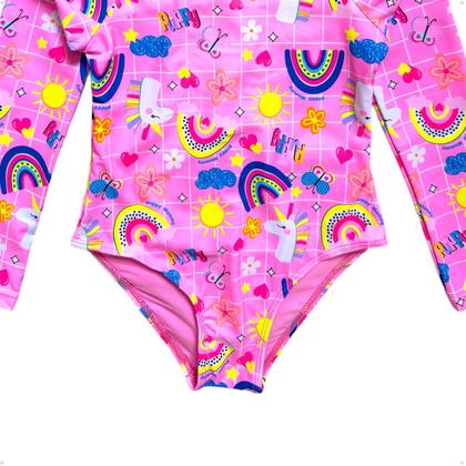 Imagem de Maiô Meninas Manga Longa Infantil Bebe Com Proteção Uv50 Maio