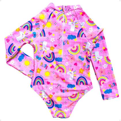 Imagem de Maiô Meninas Manga Longa Infantil Bebe Com Proteção Uv50 Maio