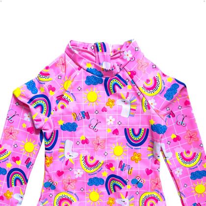 Imagem de Maiô Meninas Manga Longa Infantil Bebe Com Proteção Uv50 Maio