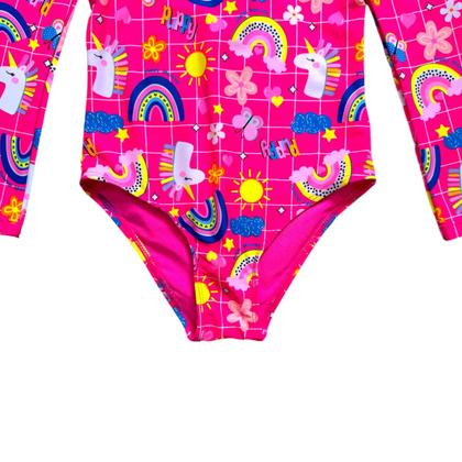 Imagem de Maiô Meninas Manga Longa Infantil Bebe Com Proteção Uv50 Maio