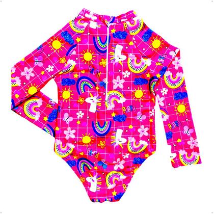 Imagem de Maiô Meninas Manga Longa Infantil Bebe Com Proteção Uv50 Maio