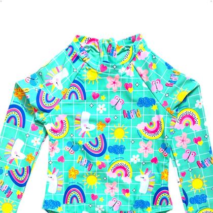 Imagem de Maiô Meninas Manga Longa Infantil Bebe Com Proteção Uv50 Maio