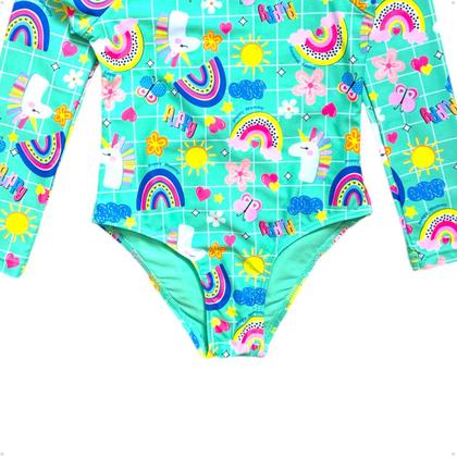 Imagem de Maiô Meninas Manga Longa Infantil Bebe Com Proteção Uv50 Maio