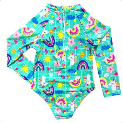 Imagem de Maiô Meninas Manga Longa Infantil Bebe Com Proteção Uv50 Maio