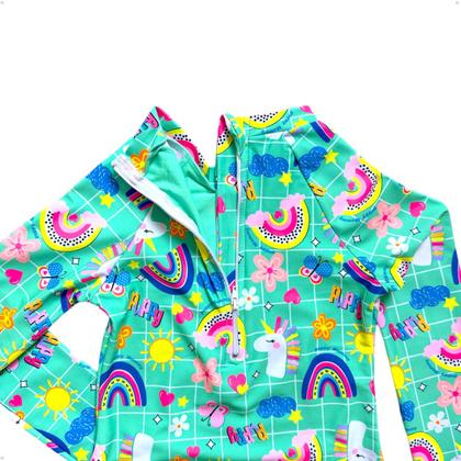 Imagem de Maiô Meninas Manga Longa Infantil Bebe Com Proteção Uv50 Maio