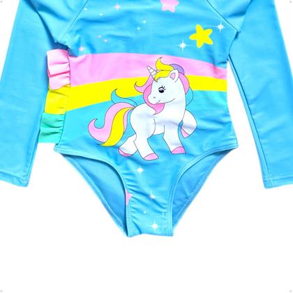 Imagem de Maiô Meninas Manga Longa Infantil Bebe Com Proteção Uv50 Maio