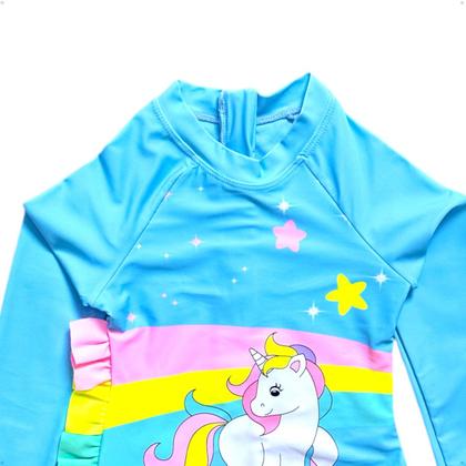 Imagem de Maiô Meninas Manga Longa Infantil Bebe Com Proteção Uv50 Maio