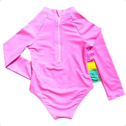 Imagem de Maiô Meninas Manga Longa Infantil Bebe Com Proteção Uv50 Maio