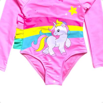 Imagem de Maiô Meninas Manga Longa Infantil Bebe Com Proteção Uv50 Maio