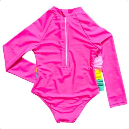 Imagem de Maiô Meninas Manga Longa Infantil Bebe Com Proteção Uv50 Maio