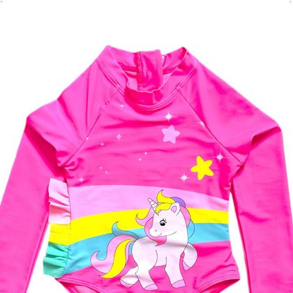 Imagem de Maiô Meninas Manga Longa Infantil Bebe Com Proteção Uv50 Maio