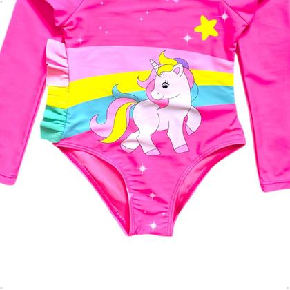 Imagem de Maiô Meninas Manga Longa Infantil Bebe Com Proteção Uv50 Maio