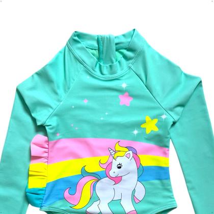 Imagem de Maiô Meninas Manga Longa Infantil Bebe Com Proteção Uv50 Maio