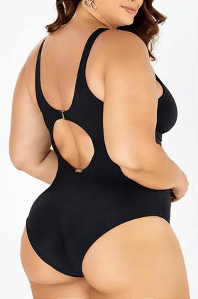 Imagem de Maiô Modelador Zero Barriga com Proteção UV - Liso Preto - Banho de Mar - Tamanhos 44 ao 54