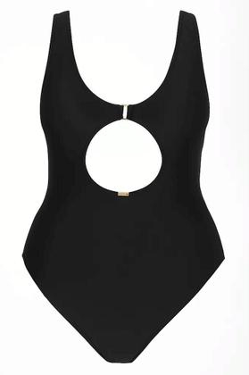 Imagem de Maiô Modelador Zero Barriga com Proteção UV - Liso Preto - Banho de Mar - Tamanhos 44 ao 54