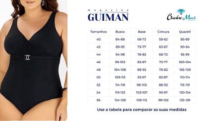 Imagem de Maiô Modelador Zero Barriga com Proteção UV - Liso Preto - Banho de Mar - Tamanhos 44 ao 54