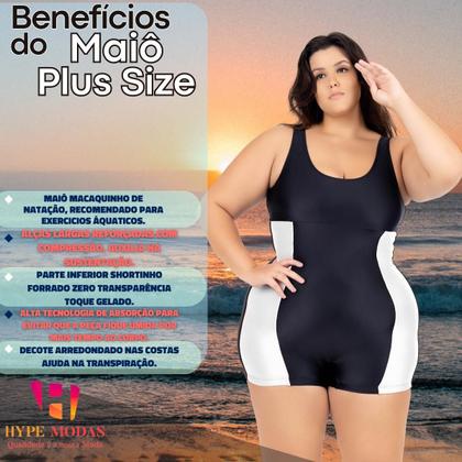 Imagem de Maiô Natação Hidroginástica Plus 50 ao 56 Recorte Lateral