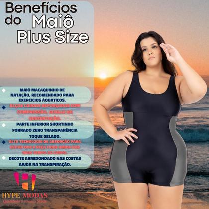 Imagem de Maiô Natação Hidroginástica Plus 50 ao 56 Recorte Lateral