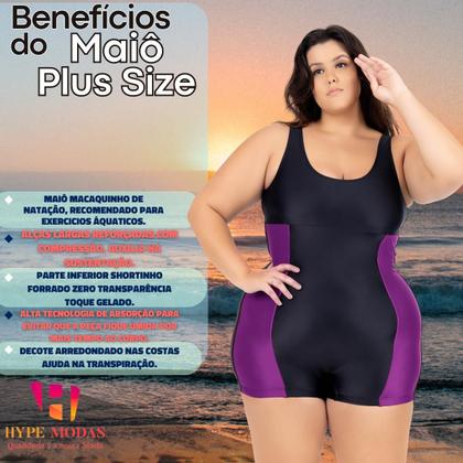 Imagem de Maiô Natação Hidroginástica Plus 50 ao 56 Recorte Lateral