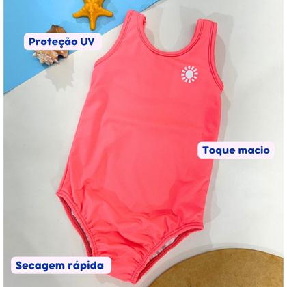 Imagem de Maiô Natação Malha Uv Forrado Menina Praia Piscina Infantil