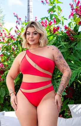Imagem de Maiô Nula Manga 3 Cores com Tule Feminino Degradê e Liso Poliamida Alta Qualidade Tamanhos PMG