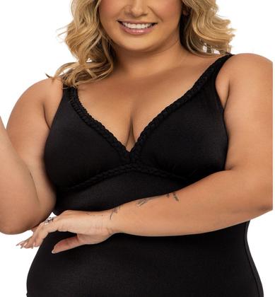 Imagem de Maiô Plus Liso sem Bojo Decote Trança Banho de Mar