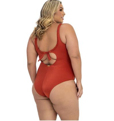 Imagem de Maiô Plus Liso sem Bojo Decote Trança Banho de Mar