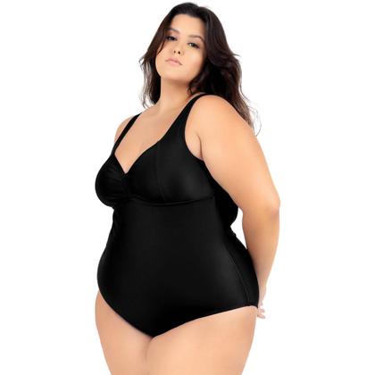 Imagem de Maiô Plus Size Costas Nuas Tecido Modelador Chapa Barriga