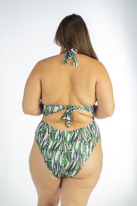 Imagem de Maiô Plus Size Estampado com Aro e Amarração - Sustentação Máxima