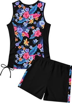 Imagem de Maiô RAISEVERN Girls Tankini Tropical Floral Tamanho 10