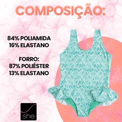 Imagem de Maiô She Com Proteção UV50+ Verão Moda Praia Infantil Menina