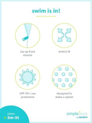 Imagem de Maiô Simple Joys by Carter's Girls de manga comprida 5T rosa