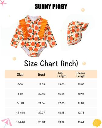 Imagem de Maiô SUNNY PIGGY Baby Girl de manga comprida com babado 0-2y