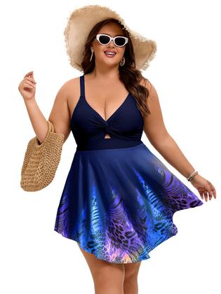 Imagem de Maiô Tankini Arolina Plus Size 2025 Tummy Control Azul