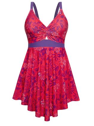 Imagem de Maiô Tankini Arolina Plus Size Feminino Rosa Choque 6X