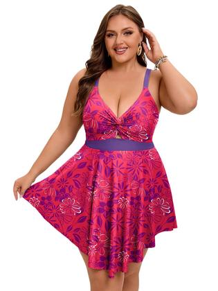 Imagem de Maiô Tankini Arolina Plus Size Feminino Rosa Choque 6X