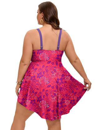 Imagem de Maiô Tankini Arolina Plus Size Feminino Rosa Choque 6X