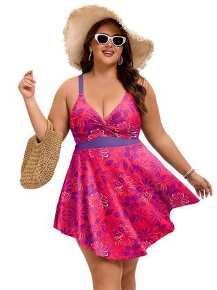 Imagem de Maiô Tankini Arolina Plus Size Feminino Rosa Choque 6X