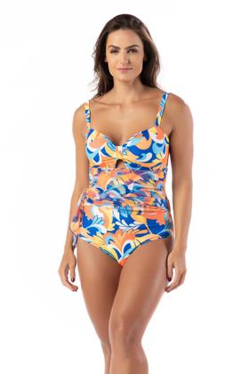 Imagem de Maiô Vestido Com Bojo E Faixa De Tule Que Vira Saia Leve