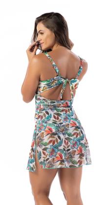 Imagem de Maiô Vestido Com Faixa De Tule Que Vira Saia Maiô Com Bojo