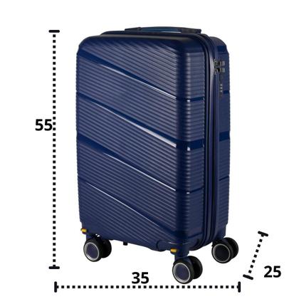 Imagem de Mala avião bordo 10kg polipropileno material inquébravel roda dupla 360 cadeado tsa azul escuro